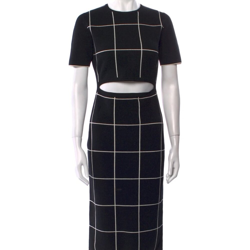 Grey by Jason Wu Windowpane Cutout Midi Dress | Size S | ASO Anna Camp